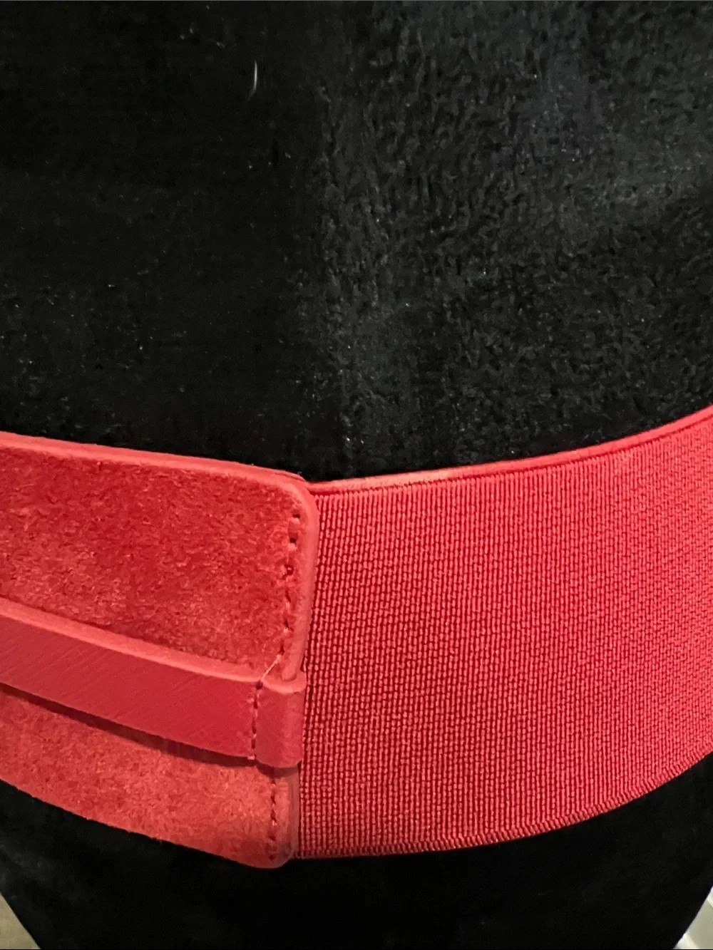 White House Black Market Red Suede Wide Waist Belt with Gold Buckle